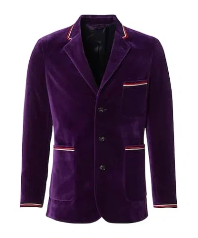 Bode Showcase Cotton Velvet Suit Jacket In Purple