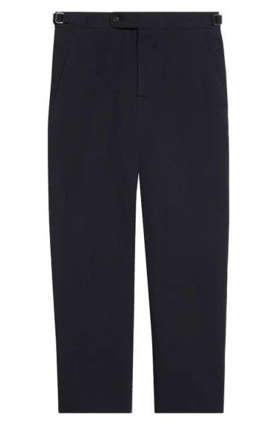 Bode Side Buckle Seersucker Trousers In Black