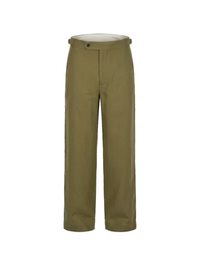 Bode Straight-leg Linen Trousers In Green