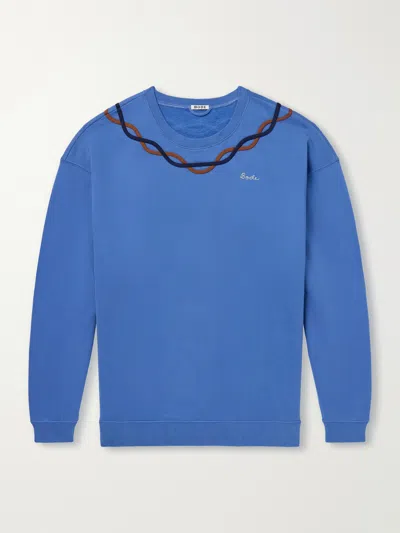 Bode Sidewinder Embroidered Cotton-fleece Sweatshirt In Brown