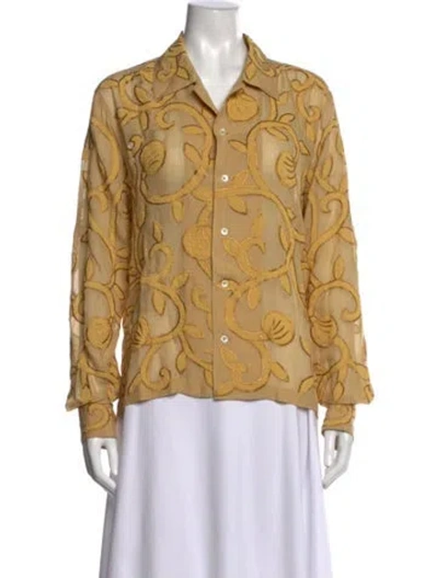 Pre-owned Bode Silk Floral Print Blouse In Multicolor