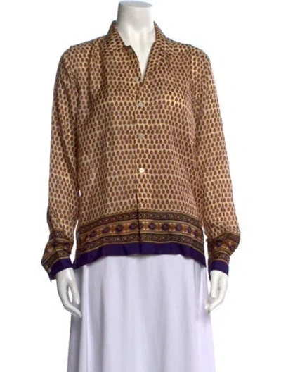 Pre-owned Bode Silk Floral Print Blouse In Multicolor