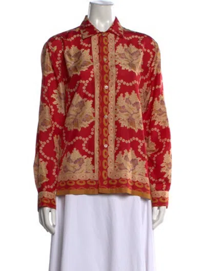 Pre-owned Bode Silk Floral Print Button-up Top In Multicolor