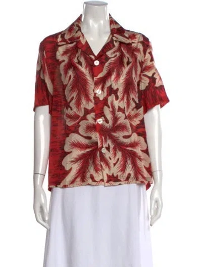 Pre-owned Bode Silk Floral Print Button-up Top In Red