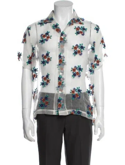 Pre-owned Bode Silk Floral Print Shirt In Black/white