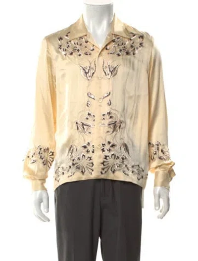 Pre-owned Bode Silk Floral Print Shirt In Neutral
