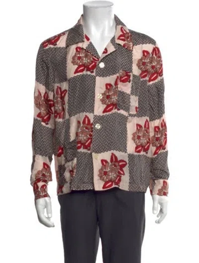 Pre-owned Bode Silk Floral Print Shirt In Pink