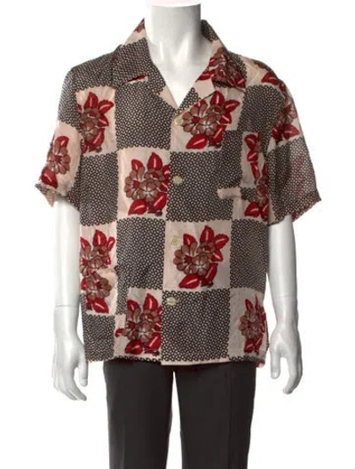 Pre-owned Bode Silk Floral Print Shirt In Red