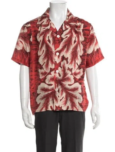 Pre-owned Bode Silk Floral Print Shirt In Red