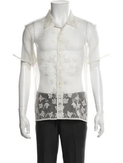 Pre-owned Bode Silk Floral Print Shirt In White