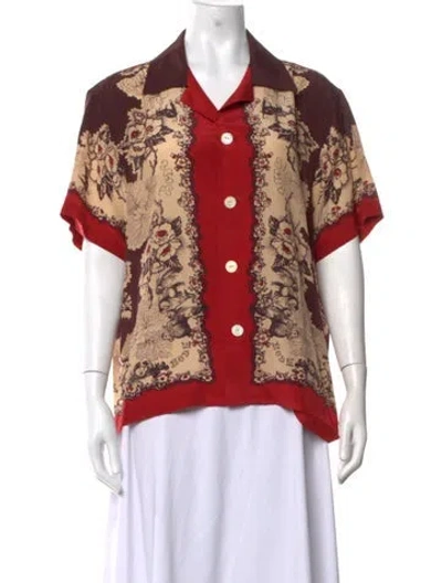 Pre-owned Bode Silk Floral Print Top In Red