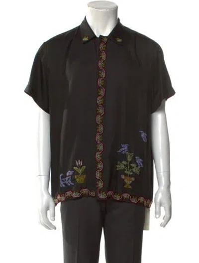 Pre-owned Bode Silk Graphic Print Shirt In Black