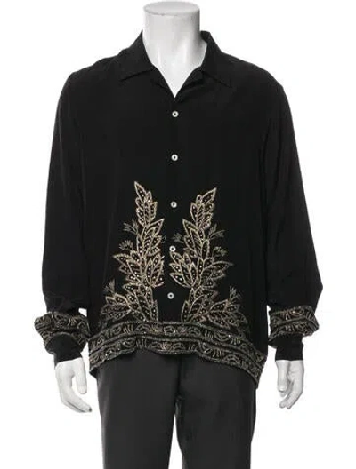 Pre-owned Bode Silk Graphic Print Shirt In Black
