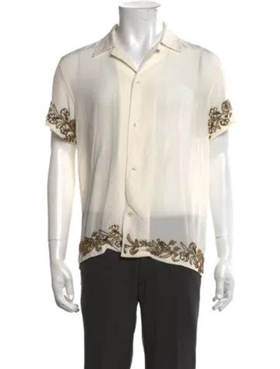 Pre-owned Bode Silk Graphic Print Shirt In Neutral