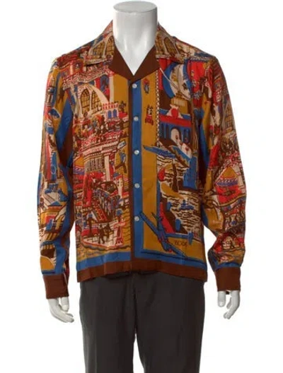 Pre-owned Bode Silk Graphic Print Shirt In Orange