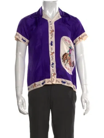Pre-owned Bode Silk Graphic Print Shirt In Purple