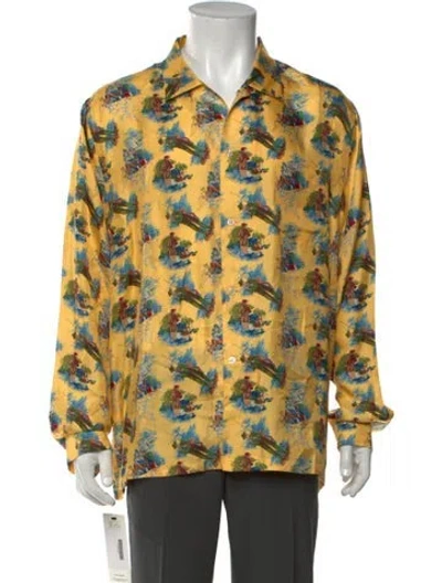 Pre-owned Bode Silk Graphic Print Shirt In Yellow