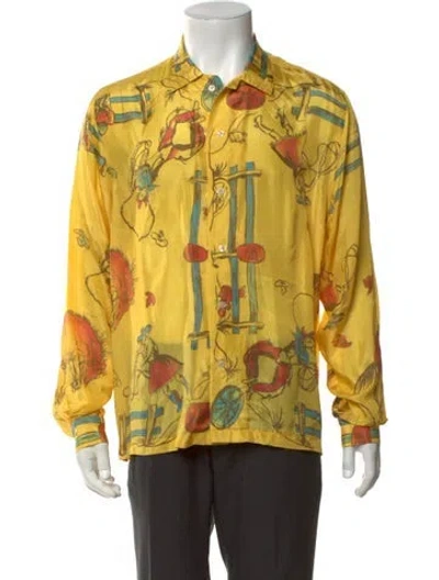 Pre-owned Bode Silk Graphic Print Shirt In Yellow