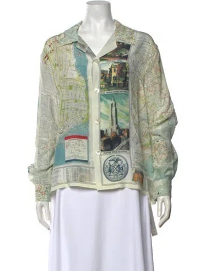 Pre-owned Bode Silk Graphic Print Top W/ Tags In Multicolor
