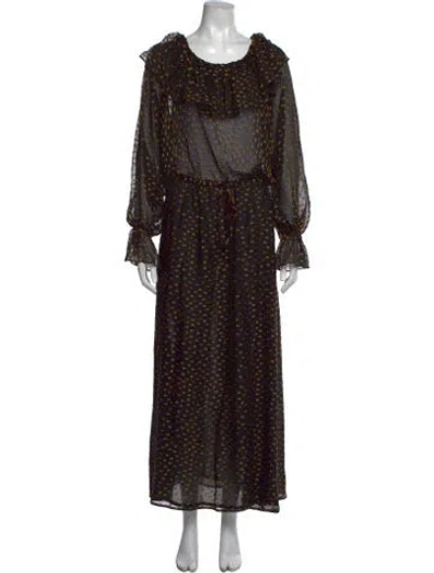 Pre-owned Bode Silk Long Dress In Black