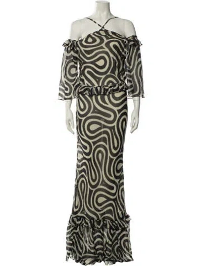 Pre-owned Bode Silk Long Dress In Neutral