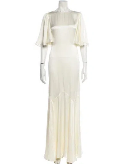Pre-owned Bode Silk Long Dress In Neutral