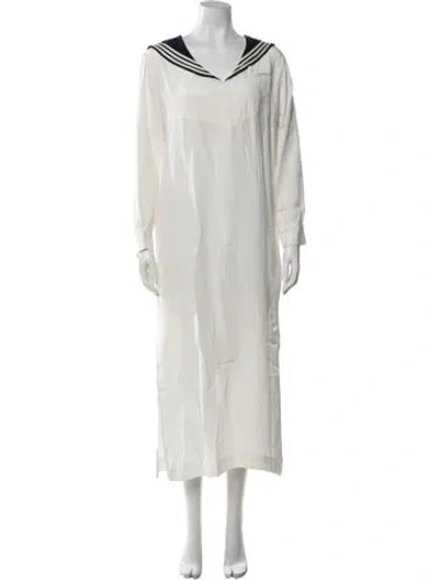 Pre-owned Bode Silk Long Dress In Neutrals/white