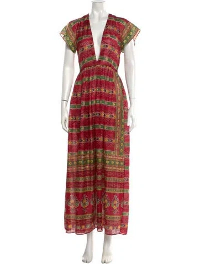 Pre-owned Bode Silk Long Dress In Red