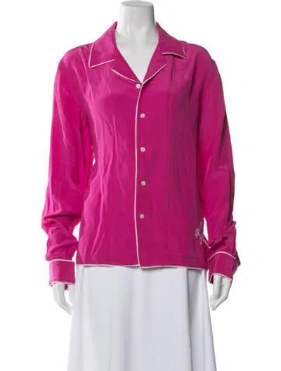 Pre-owned Bode Silk Long Sleeve Button-up Top In Pink