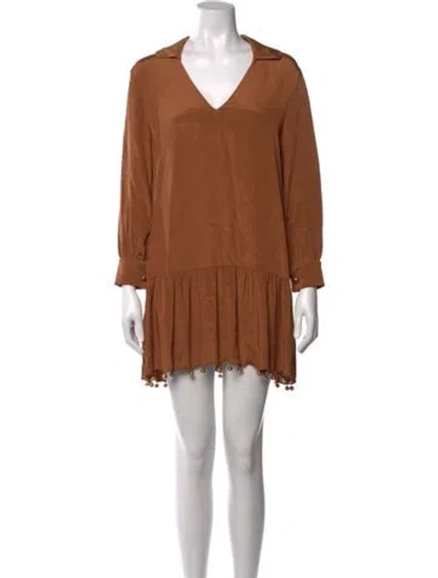 Pre-owned Bode Silk Mini Dress In Brown