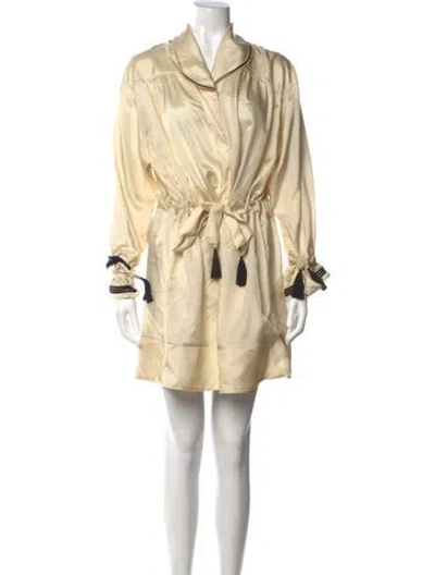 Pre-owned Bode Silk Mini Dress In Neutrals