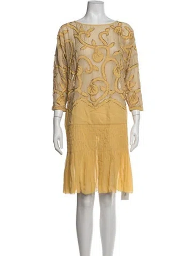 Pre-owned Bode Silk Mini Dress In Yellow