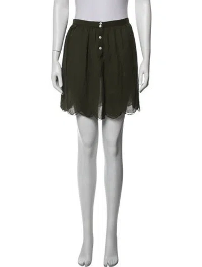 Pre-owned Bode Silk Mini Skirt In Green