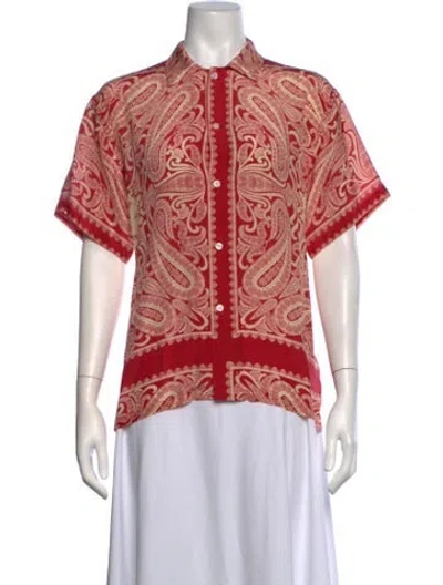 Pre-owned Bode Silk Paisley Print Button-up Top In Red