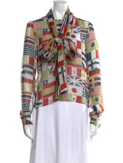 Pre-owned Bode Silk Printed Blouse In Multi