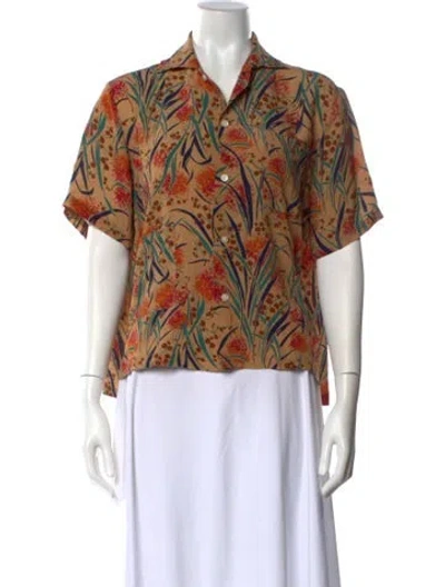 Pre-owned Bode Silk Printed Button-up Top In Brown
