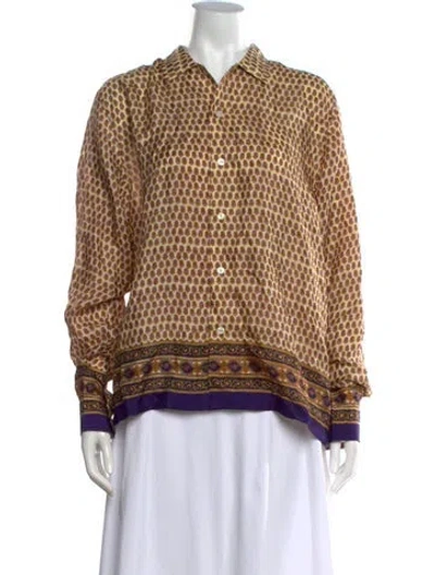 Pre-owned Bode Silk Printed Button-up Top In Multicolor