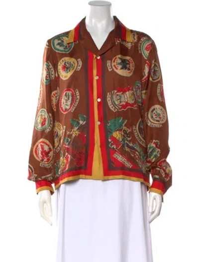 Pre-owned Bode Silk Printed Button-up Top In Multicolor