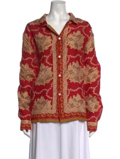 Pre-owned Bode Silk Printed Button-up Top In Multicolor