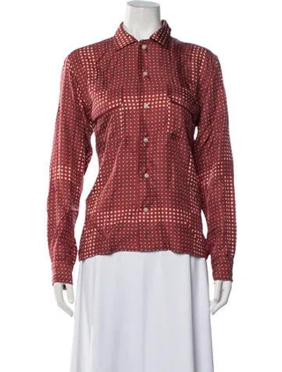 Pre-owned Bode Silk Printed Button-up Top In Red