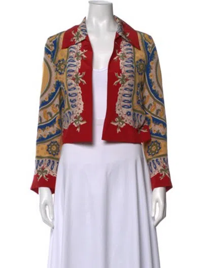 Pre-owned Bode Silk Printed Button-up Top In Red