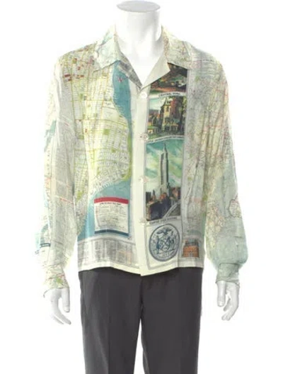 Pre-owned Bode Silk Printed Shirt In Green