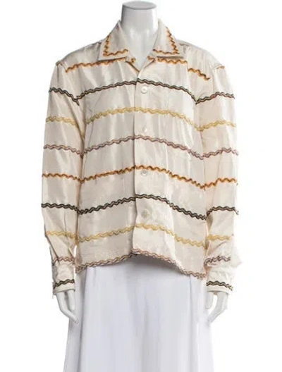 Pre-owned Bode Silk Striped Jacket In Neutral