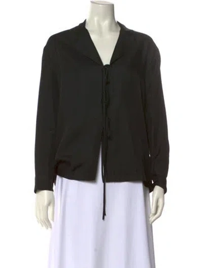 Pre-owned Bode Silk V-neck Blouse In Black