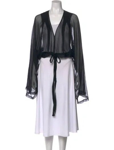 Pre-owned Bode Silk V-neck Top In Black