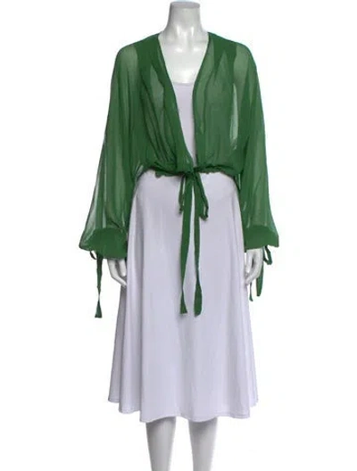 Pre-owned Bode Silk V-neck Top In Green