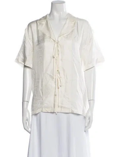 Pre-owned Bode Silk V-neck Top In Neutrals