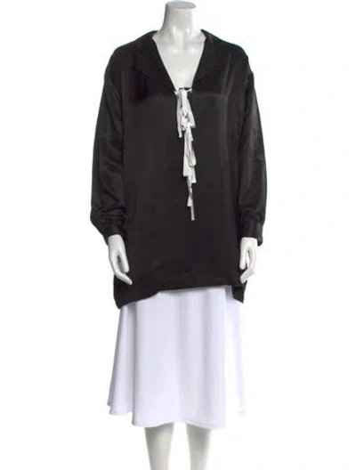 Pre-owned Bode Silk V-neck Tunic In Black