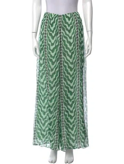 Pre-owned Bode Silk Wide Leg Pants In Green