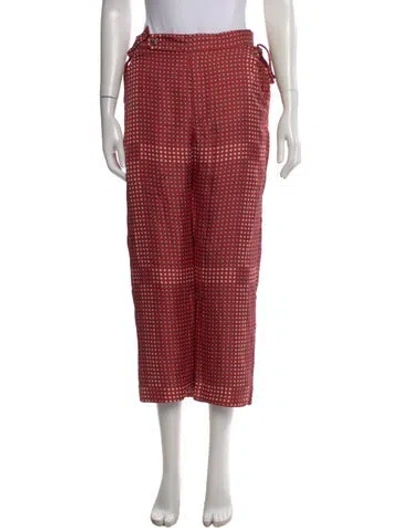 Pre-owned Bode Silk Wide Leg Pants In Red